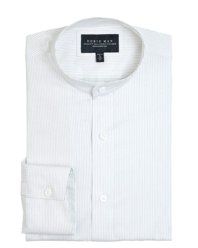 WHITE MANDARIN STRIPE SHIRT