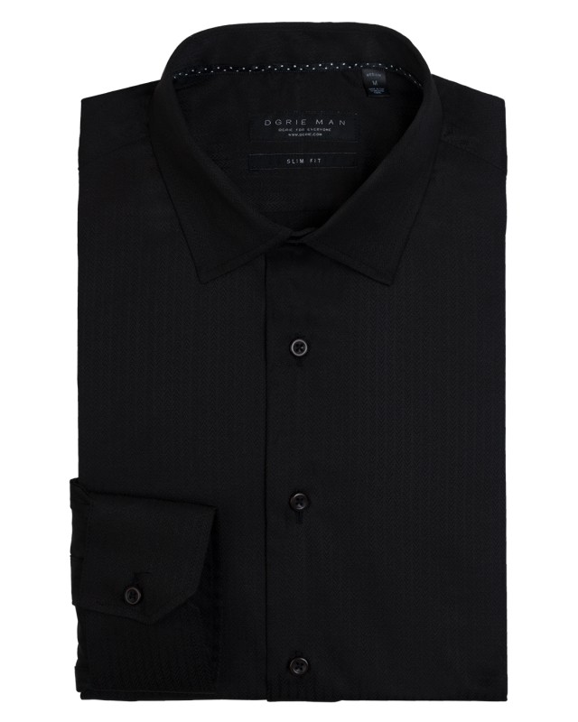 BLACK HERRINGBONE SHIRT