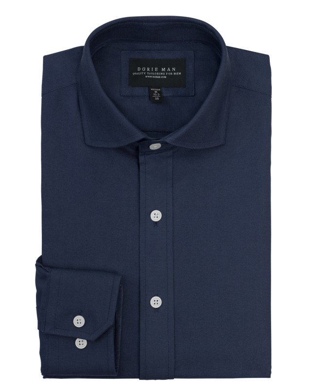 BLUE CURVE SPREAD COLLAR SHIRT 