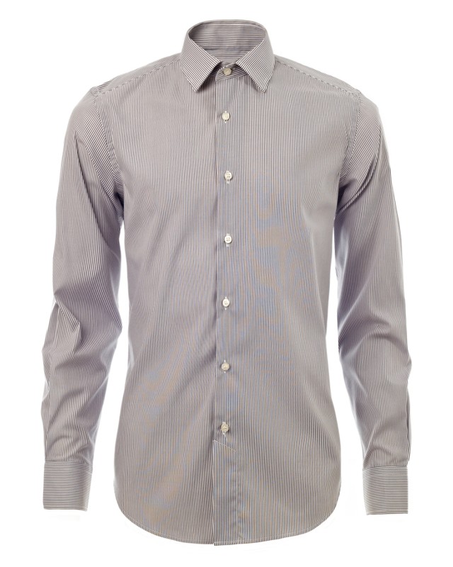 เสื้อเชิ้ตลายทางสีเทาเข้ม