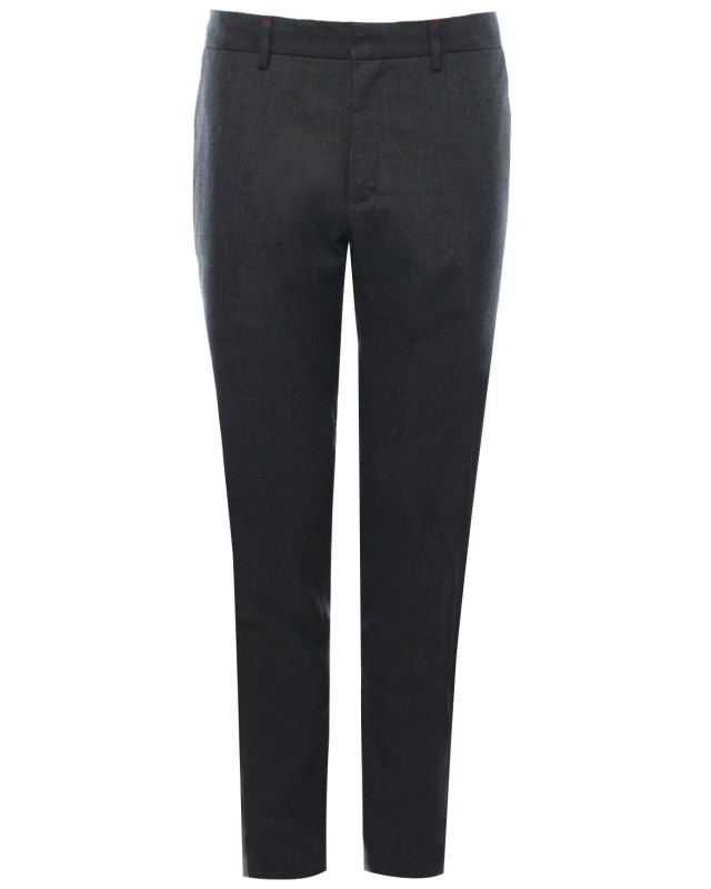 กางเกงสีเทา Slim Fit แต่งด้ายแดง