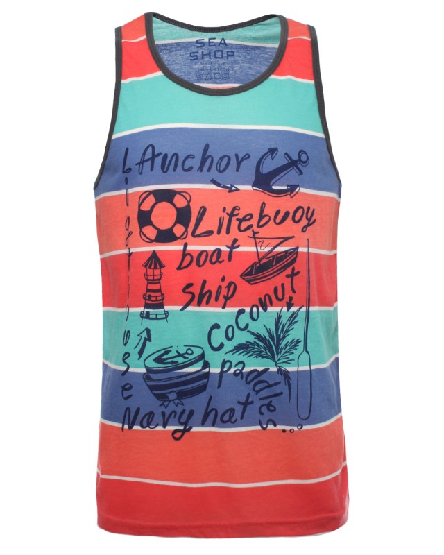 เสื้อกล้ามลายทางสลับสี พิมพ์ลายกราฟฟิค