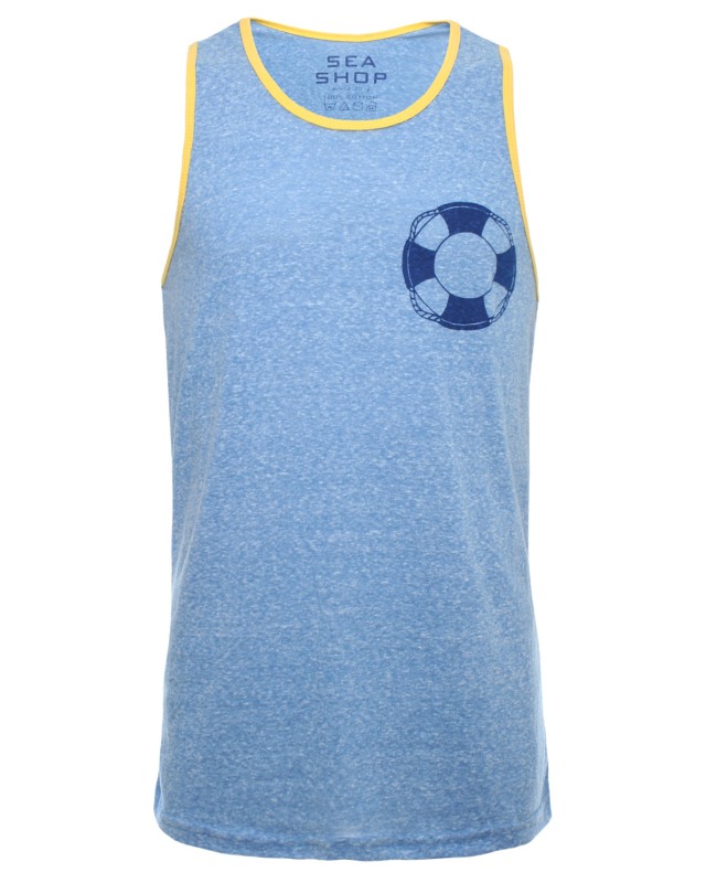 เสื้อกล้ามสีฟ้าพิมพ์ลายกราฟฟืฟิค