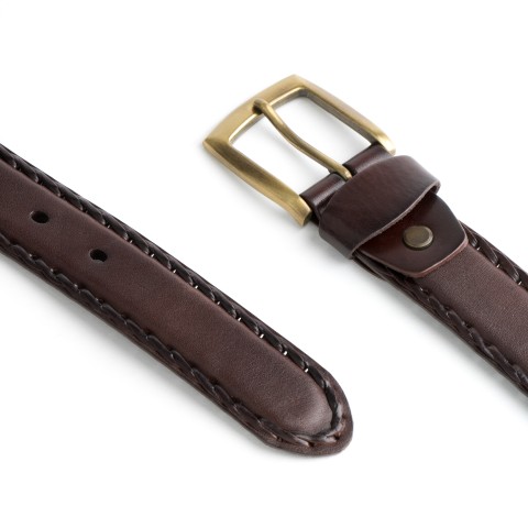 DGRIE BASIC BROWN LEATHER BELT WITH GOLD TONE BUCKLE