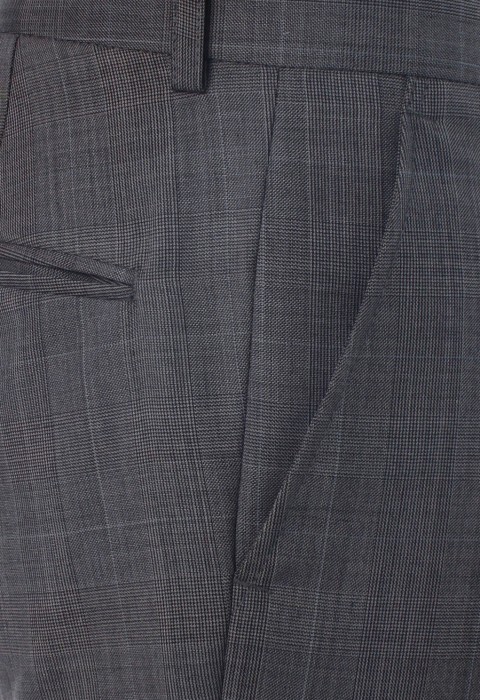 กางเกงทรงกระบอก ผ้าวูลทอลาย