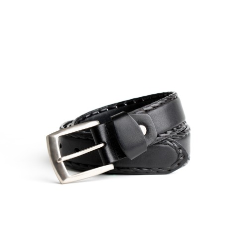 DGRIE BASIC BLACK LEATHER BELT WITH SILVER TONE BUCKLE