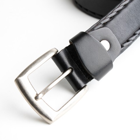 DGRIE BASIC BLACK LEATHER BELT WITH SILVER TONE BUCKLE