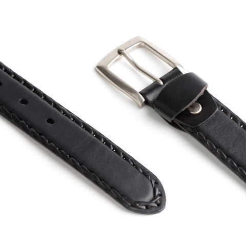 DGRIE BASIC BLACK LEATHER BELT WITH SILVER TONE BUCKLE