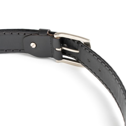 DGRIE BASIC BLACK LEATHER BELT WITH SILVER TONE BUCKLE