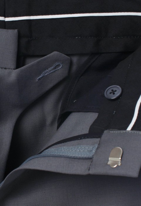 กางเกงทรงกระบอก สีเทา ผ้าวูล