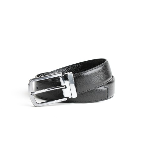 DGRIE ORIGINAL BLACK LEATHER BELT WITH SILVER TONE BUCKLE