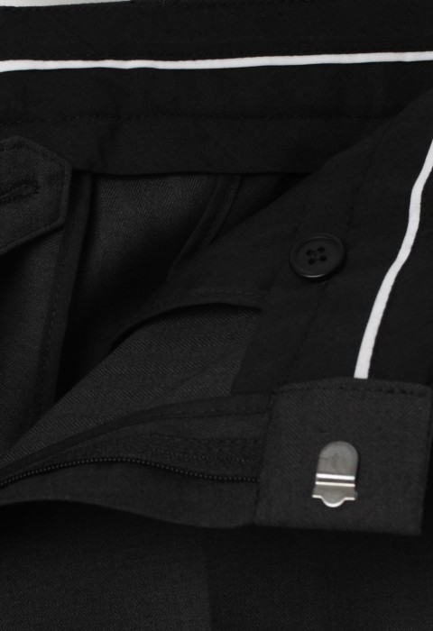 กางเกงสีเทาเข้ม ผ้าทอลายก้างปลา