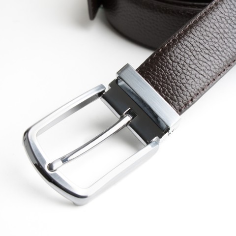DGRIE ORIGINAL BROWN LEATHER BELT WITH SILVER TONE BUCKLE