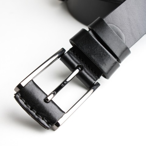 DGRIE BASIC BLACK LEATHER BELT WITH SILVER TONE BUCKLE