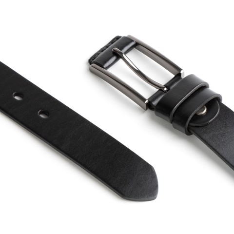 DGRIE BASIC BLACK LEATHER BELT WITH SILVER TONE BUCKLE