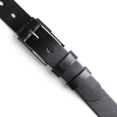 DGRIE BASIC BLACK LEATHER BELT WITH SILVER TONE BUCKLE
