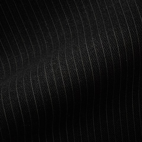 VERY DARK GREY (MOSTLY BLACK) PINSTRIPE THIN WOOL BLEND