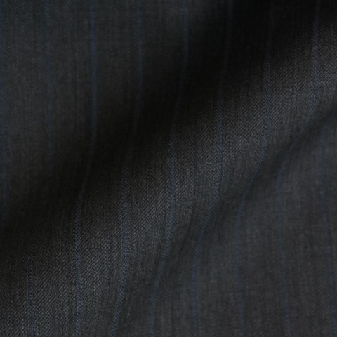 DARK GREY & BLUE STRIPE WOOL BLEND