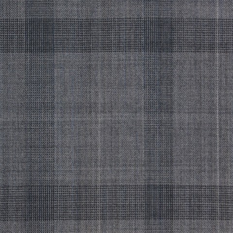 GREY WINDOWPANE PLAID WOOL BLEND
