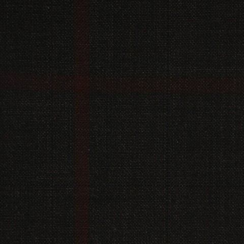 VERY DARK (MOSTLY BLACK) BROWN WINDOWPANE PLAID WOOL BLEND