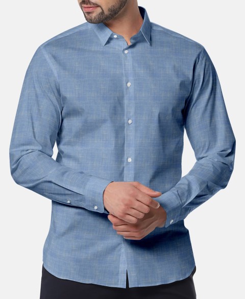 Blue LH2101-17 - Solid Pure Linen Shirts