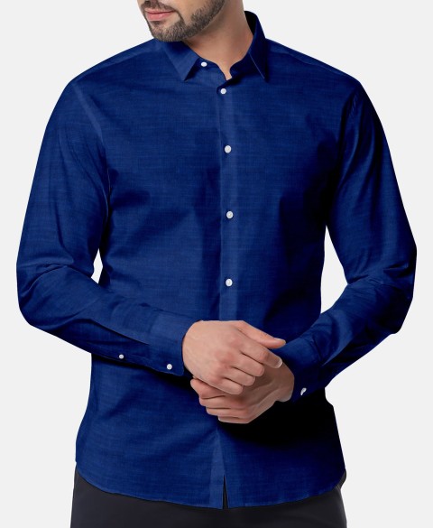 Blue LH2101-24 - Solid Pure Linen Shirts