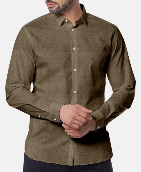 Brown LH2101-41 - Solid Pure Linen Shirts
