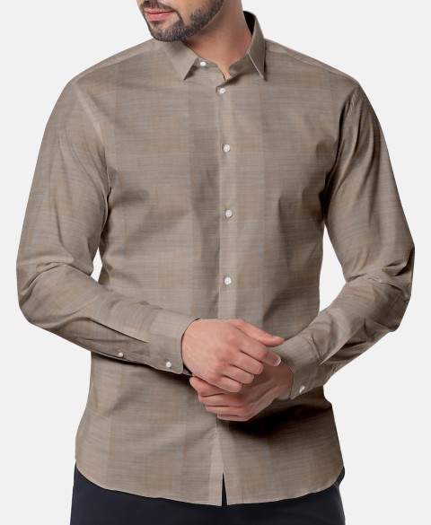 Brown LH2101-42 - Solid Pure Linen Shirts