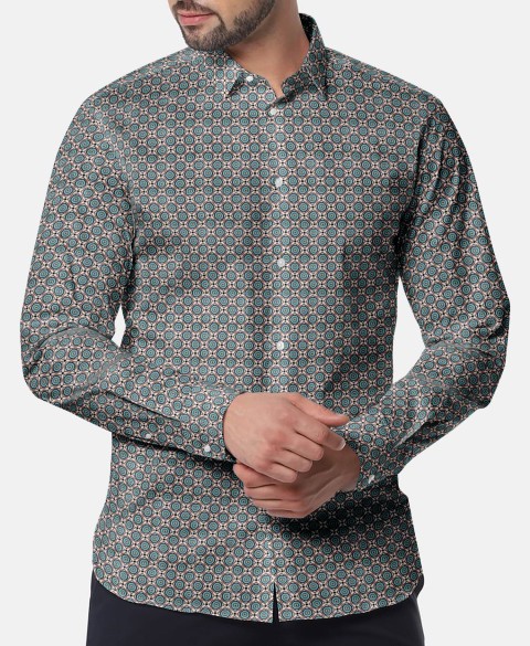 Blue PRT2304 - 100% cotton printed shirts