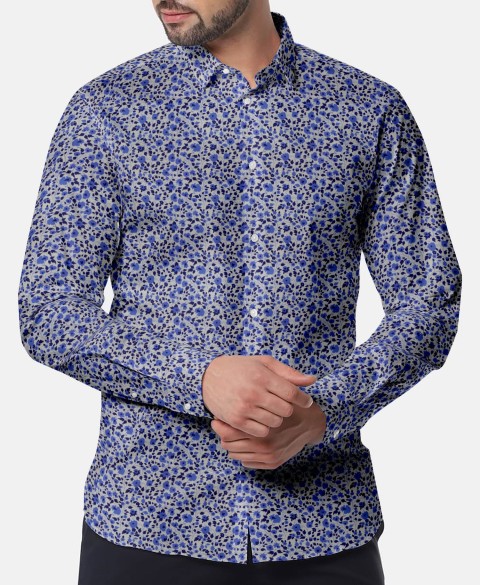 Blue PRT2305 - 100% cotton printed shirts