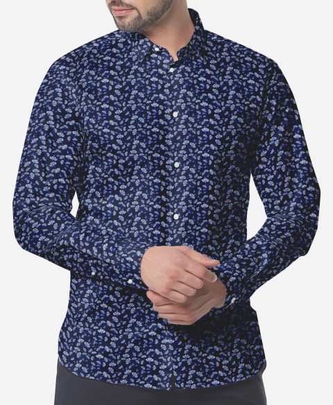 Blue PRT2306 - 100% cotton printed shirts