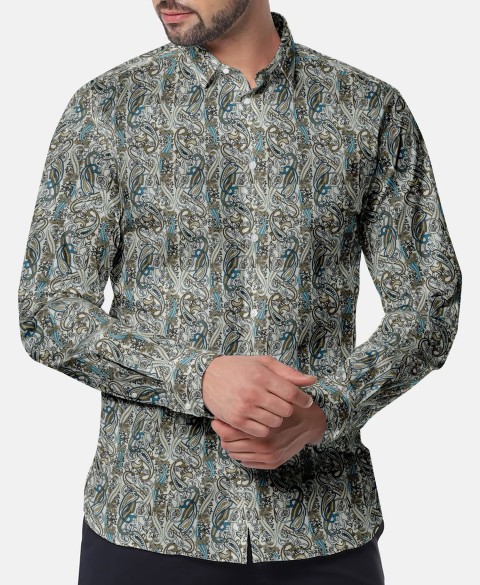 Brown PRT2312 - 100% cotton printed shirts