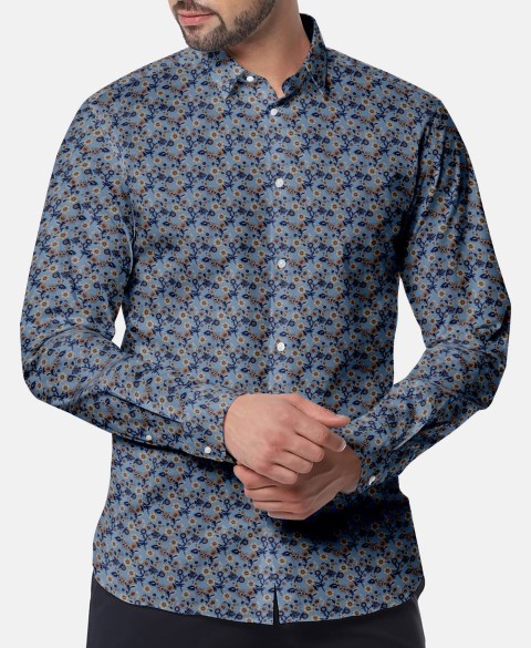Blue PRT2321 - 100% cotton printed shirts
