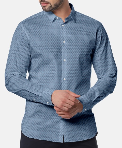 Blue PRT2327 - 100% cotton printed shirts