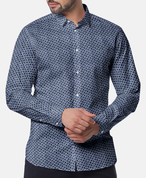 Blue PRT2328 - 100% cotton printed shirts