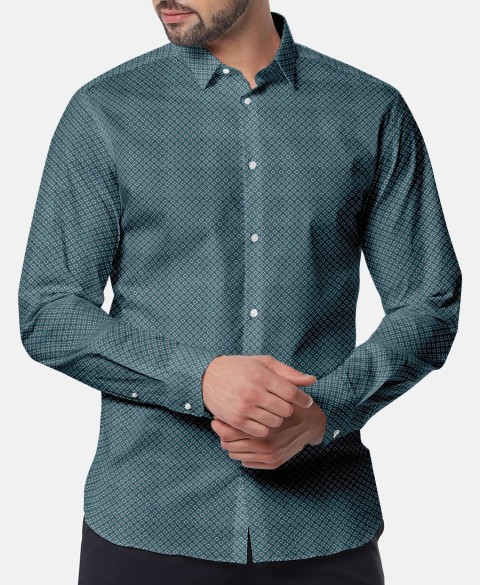 Blue PRT2334 - 100% cotton printed shirts