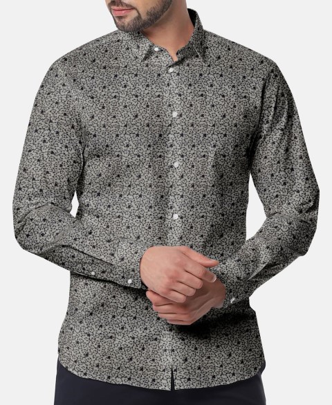 Cream PRT2335 - 100% cotton printed shirts