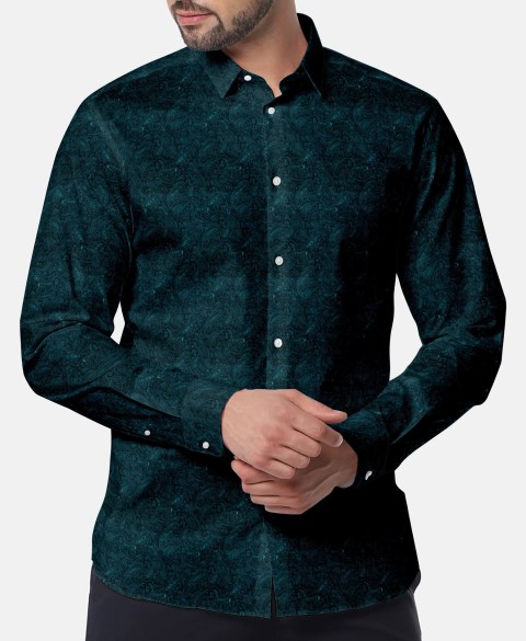 Blue PRT2337 - 100% cotton printed shirts