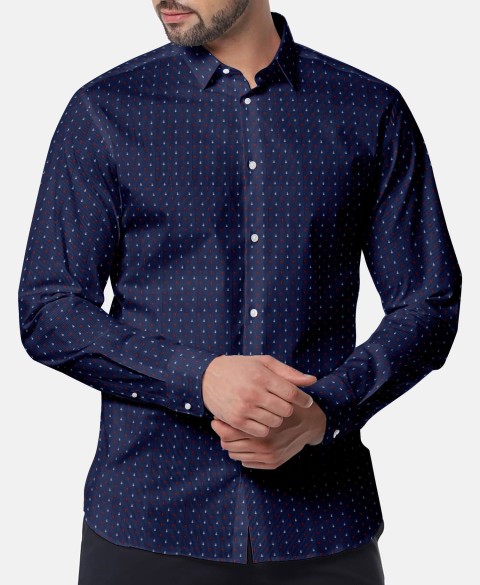 Blue PRT2344 - 100% cotton printed shirts