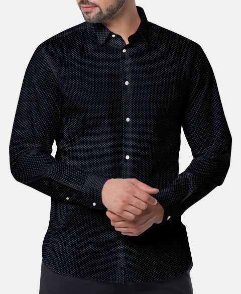 Blue PRT2346 - 100% cotton printed shirts