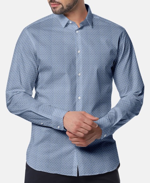 Blue PRT2353 - 100% cotton printed shirts