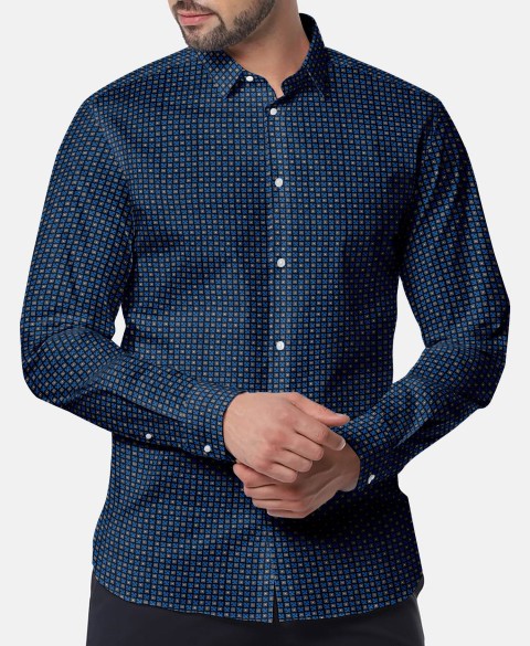 Blue PRT2358 - 100% cotton printed shirts