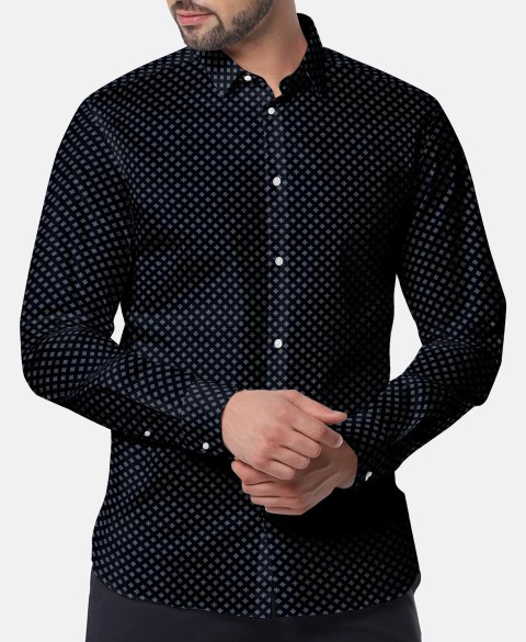 Blue PRT2359 - 100% cotton printed shirts