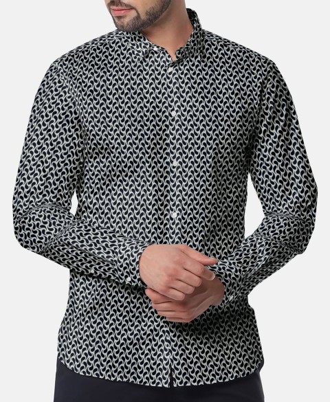 Cream PRT2360 - 100% cotton printed shirts