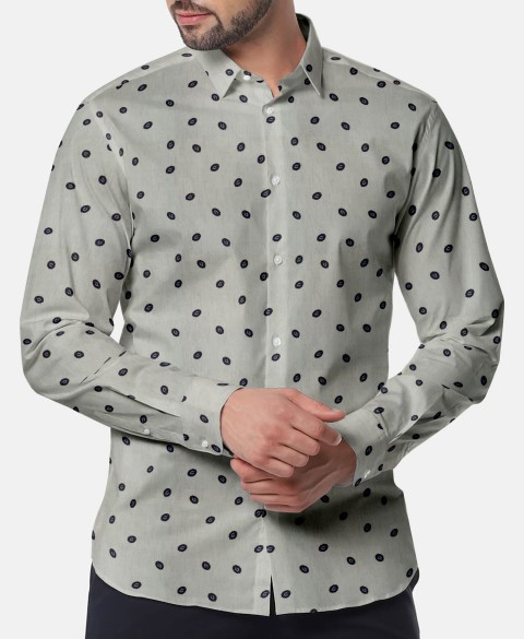Cream PRT2375 - 100% cotton printed shirts