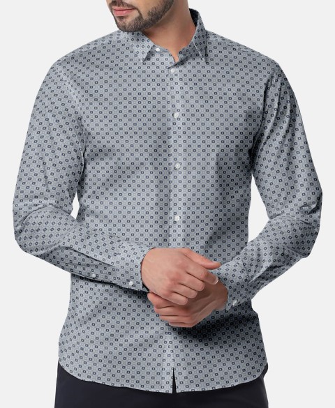 Blue PRT2381 - 100% cotton printed shirts