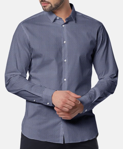Blue PRT2385 - 100% cotton printed shirts