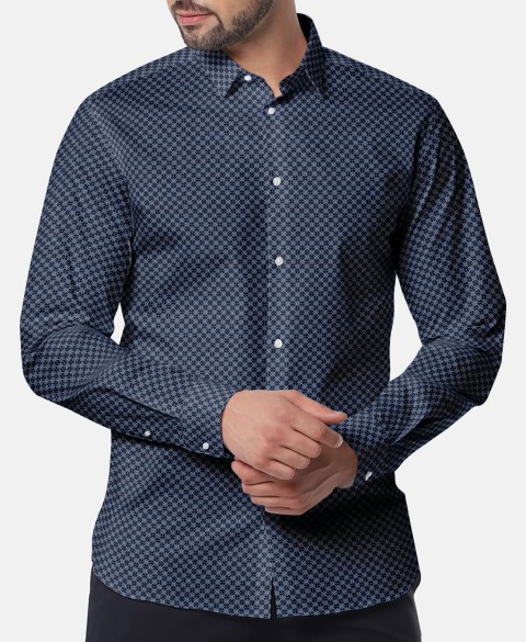 Blue PRT2386 - 100% cotton printed shirts