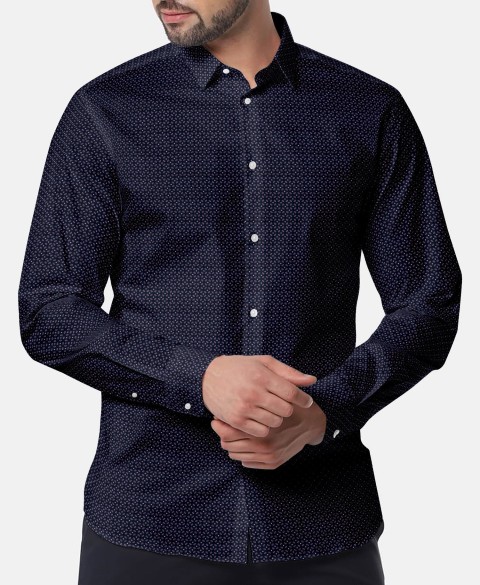 Blue PRT2388 - 100% cotton printed shirts
