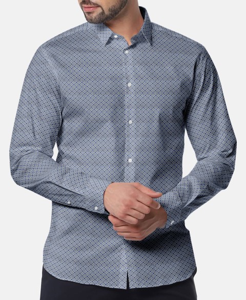 Blue PRT2396 - 100% cotton printed shirts